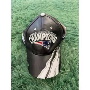 2005 New England Patriots Super Bowl Leather Adjustable NFL Hat Vintage NWT VTG